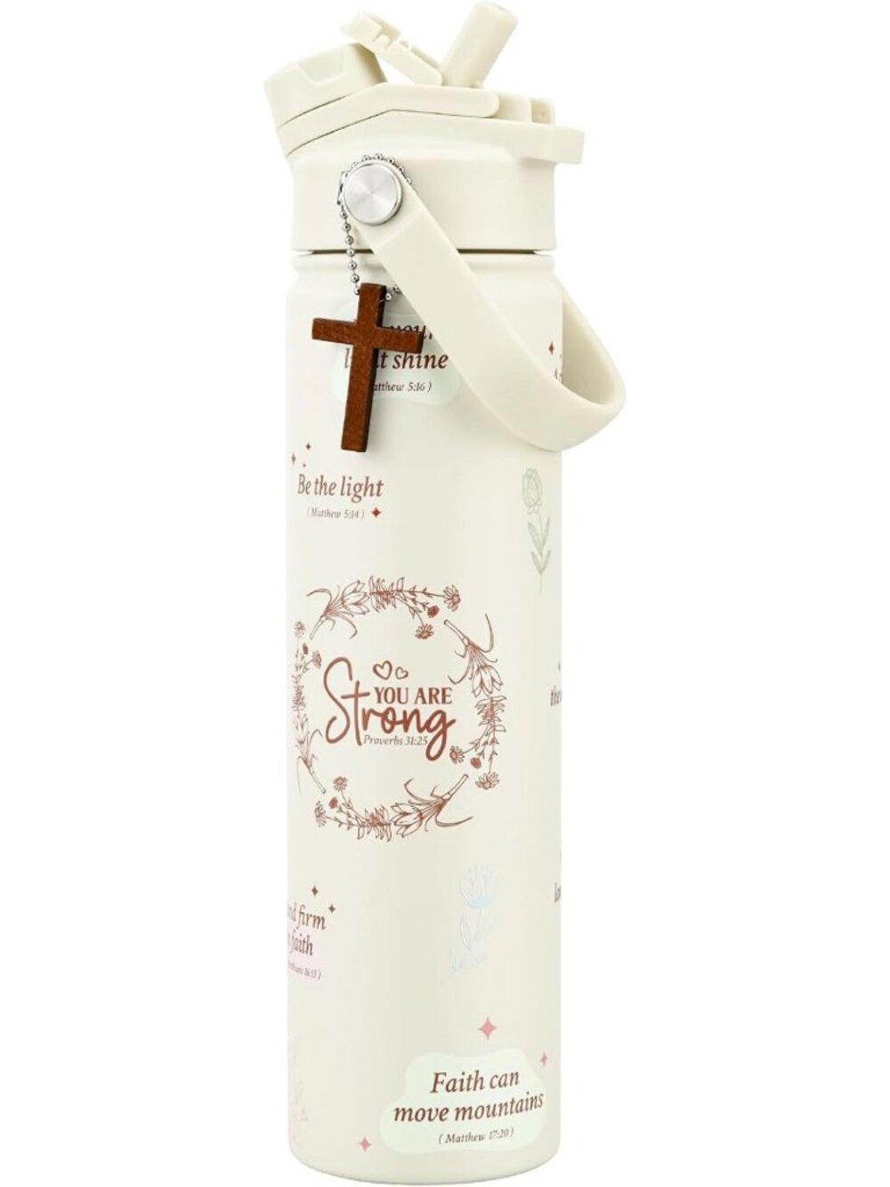 Insulated 24 oz Water Bottle with Straw & Spout, Leak Proof, Reusable, Gift for